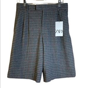 Zara NWT High-waist Gray Bermuda shorts made of a wool blend Size Medium